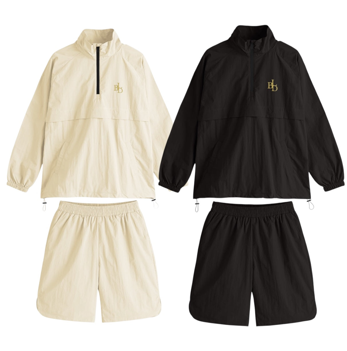 冷感UVカット付ハーフジップ ナイロンセットアップ