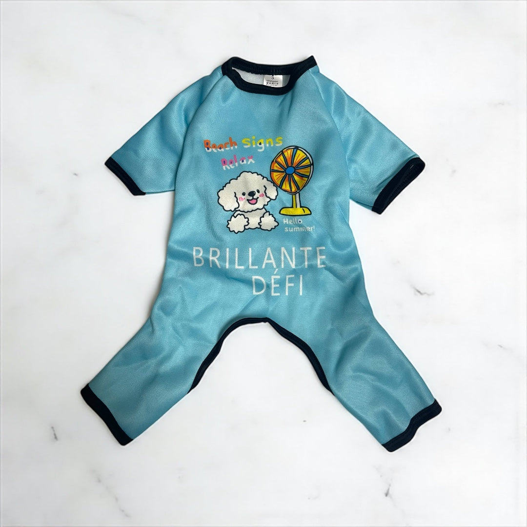 BRILLANTE DEFI ポップな愛犬ペット服犬服 犬の寝間着小型、中型 (ブルー/ブラック)