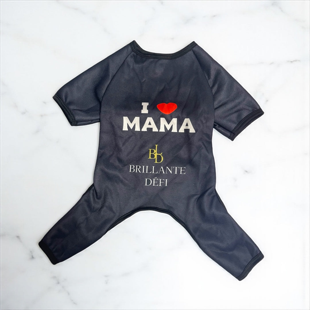BRILLANTE DÉFI ペット服 I LOVE MAMA 犬服愛犬用 ブラック