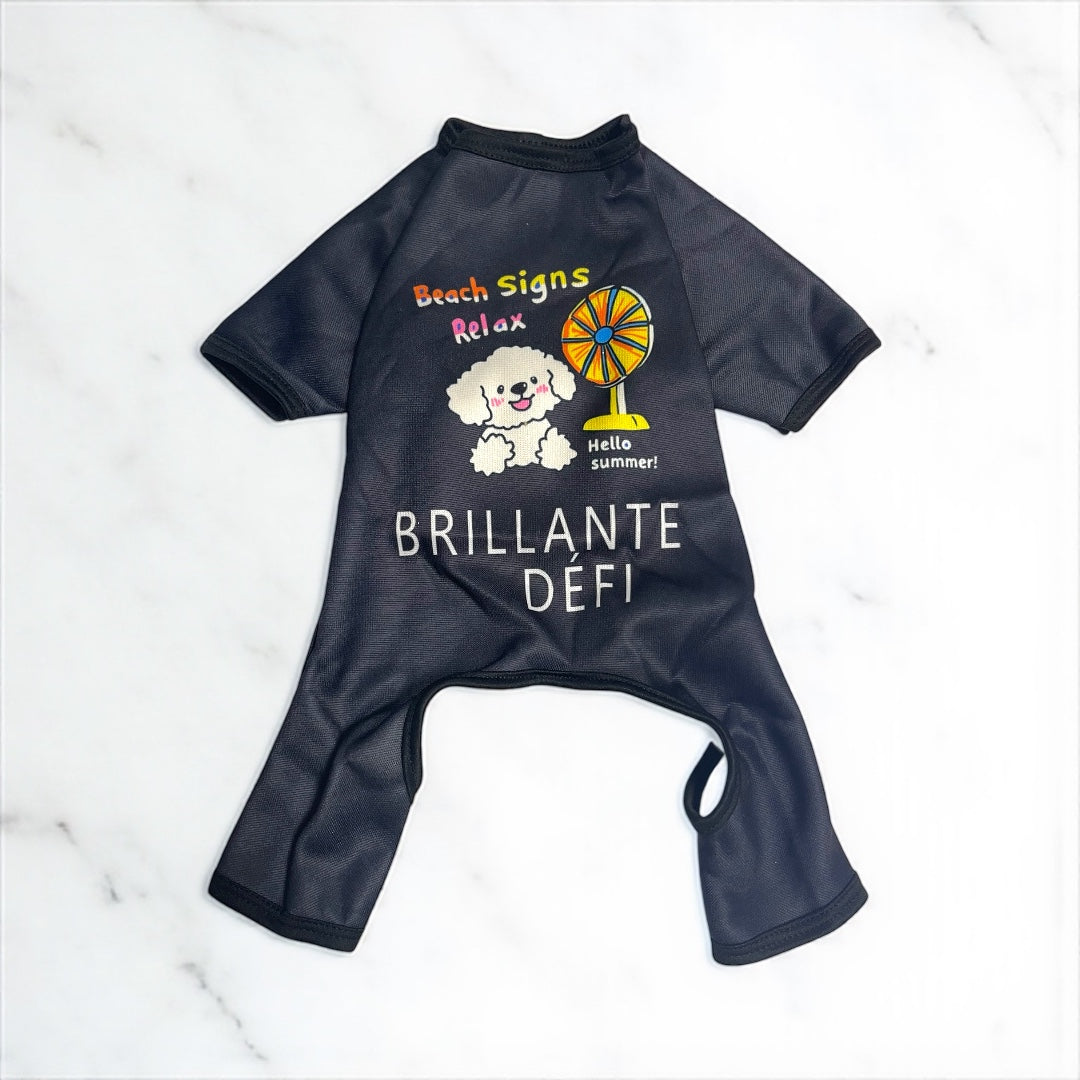 BRILLANTE DEFI ポップな愛犬ペット服犬服 犬の寝間着小型、中型 (ブルー/ブラック)