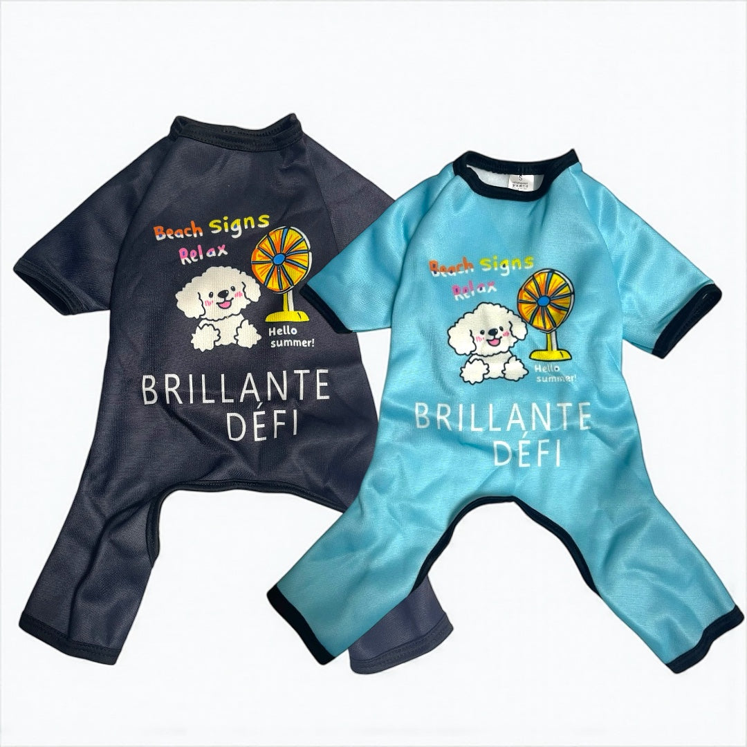 BRILLANTE DEFI ポップな愛犬ペット服犬服 犬の寝間着小型、中型 (ブルー/ブラック)