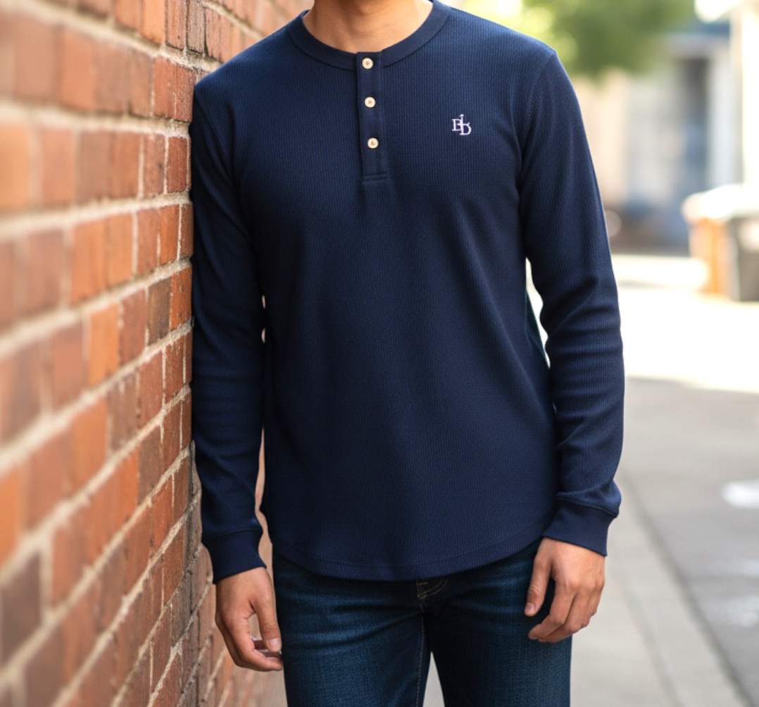 Waffle Henley Long Sleeve T-shirt
