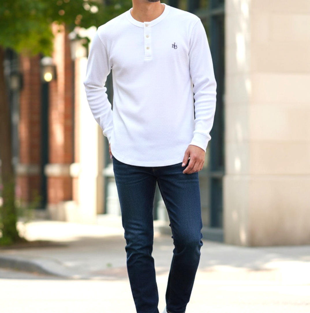 Waffle Henley Long Sleeve T-shirt