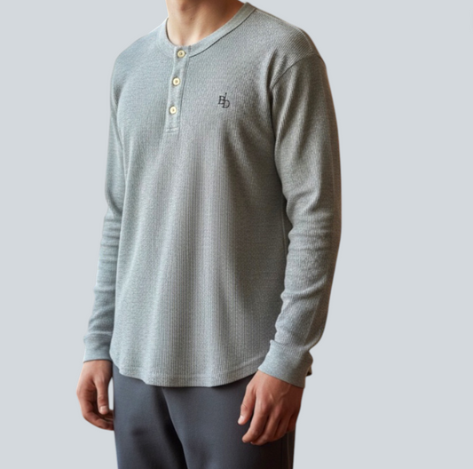 Waffle Henley Long Sleeve T-shirt