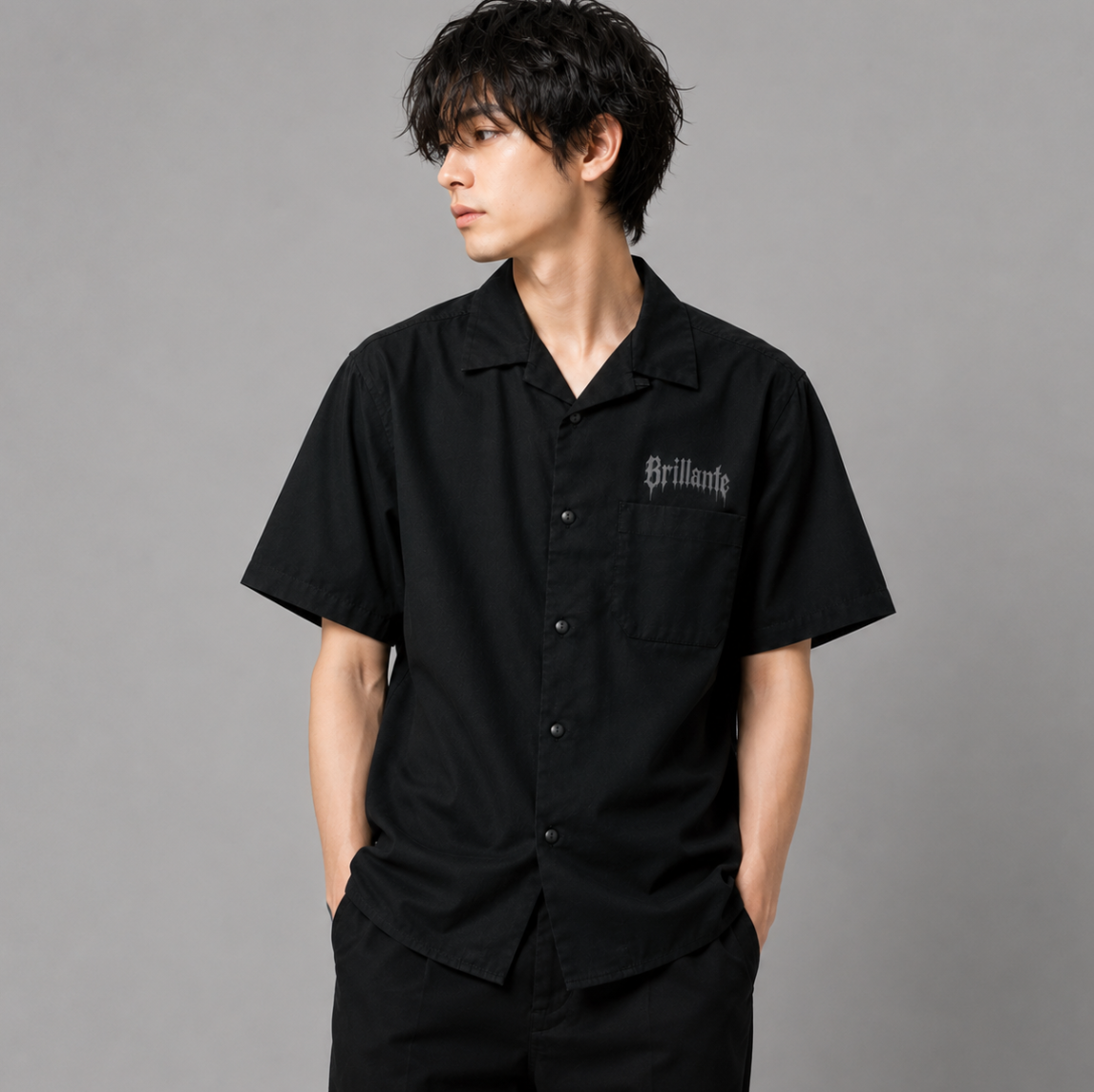 Brillante Drip Logo Open Collar Shirt