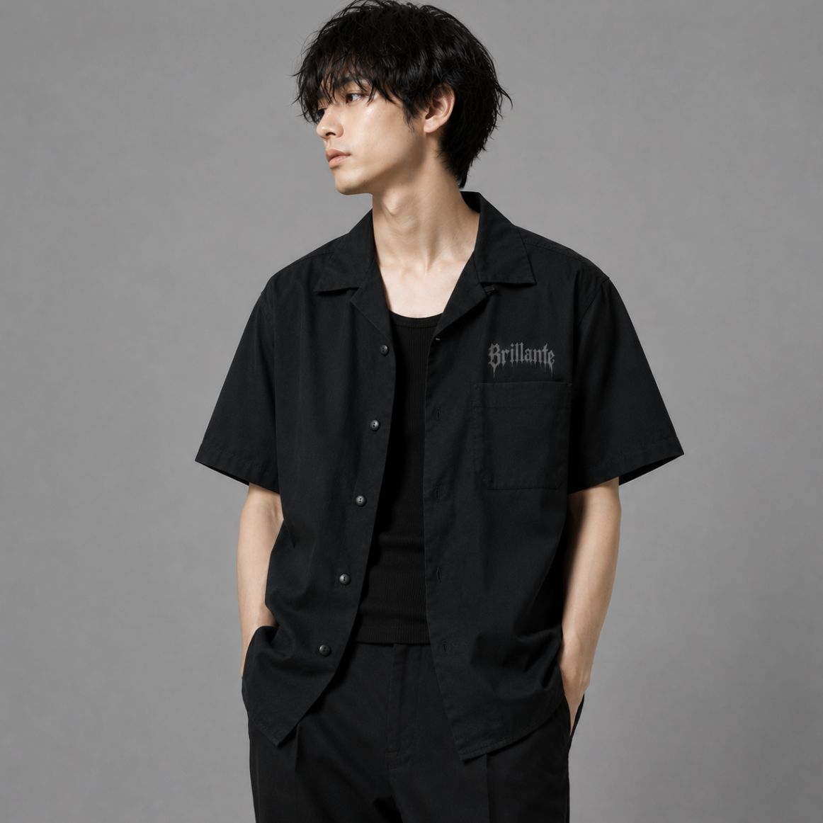 Brillante Drip Logo Open Collar Shirt