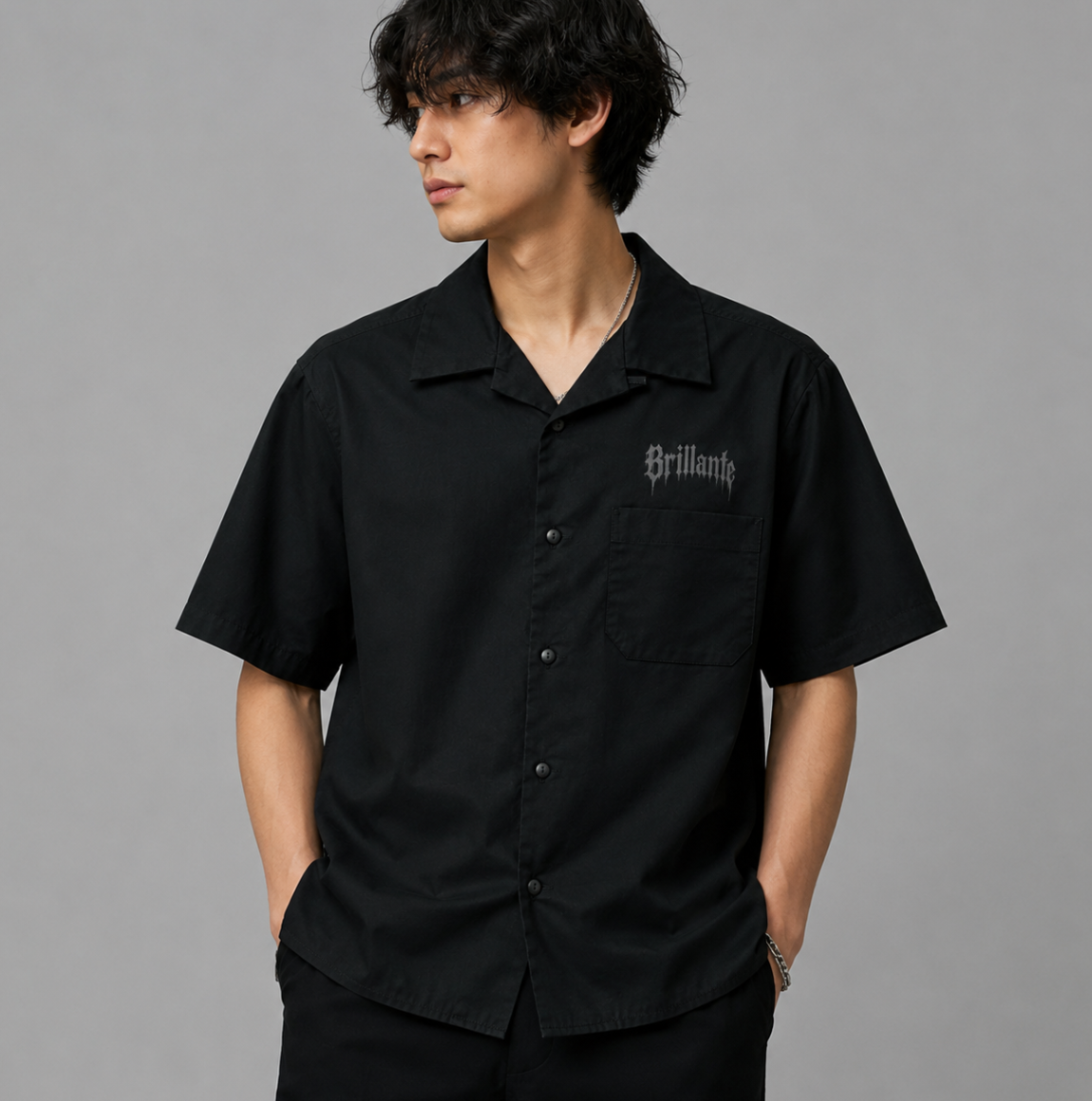 Brillante Drip Logo Open Collar Shirt