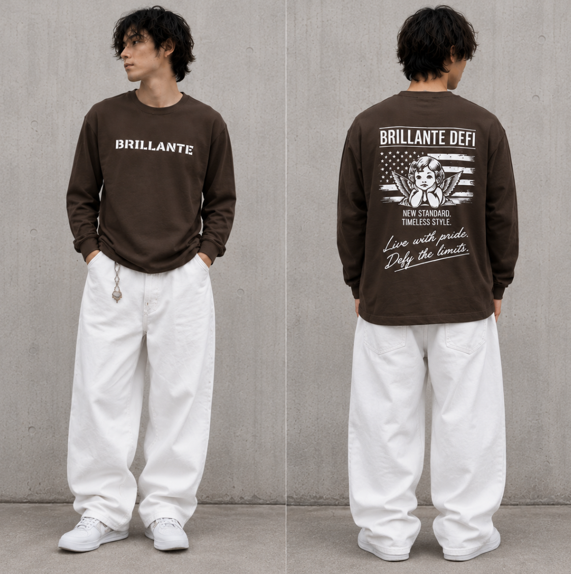 BRILLANTE DÉFI ANGEL FLAG ロングスリーブTシャツ