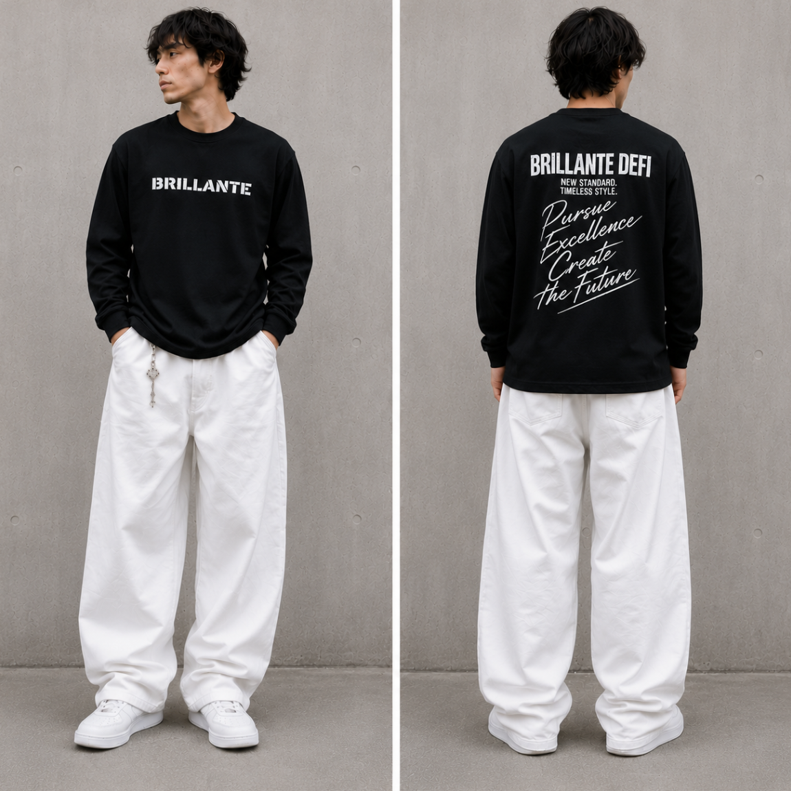 BRILLANTE DÉFI SCRIPT LOGO ロングスリーブTシャツ　３カラー