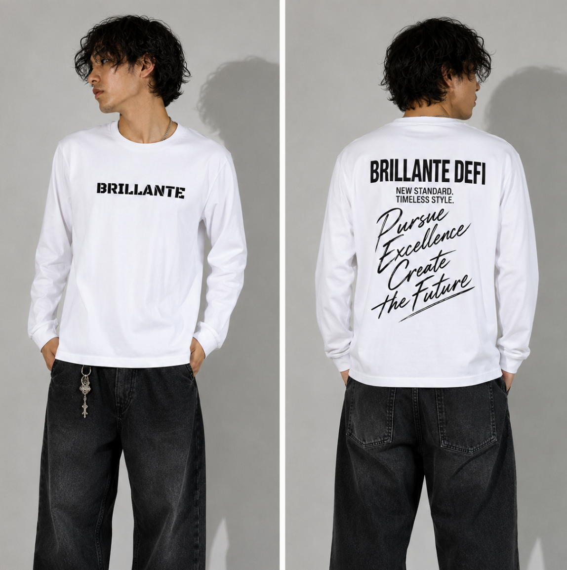 BRILLANTE DÉFI SCRIPT LOGO ロングスリーブTシャツ　３カラー