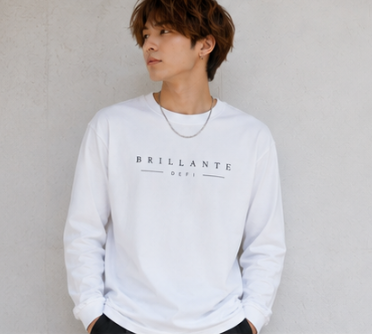BRLLANTE DEFI ミニマルロゴ ロングスリーブTシャツ　ブラック/ホワイト
