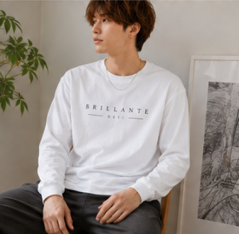 BRLLANTE DEFI ミニマルロゴ ロングスリーブTシャツ　ブラック/ホワイト