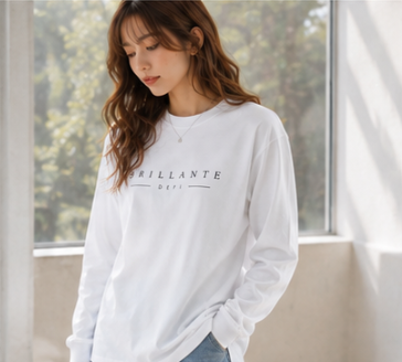 BRLLANTE DEFI ミニマルロゴ ロングスリーブTシャツ　ブラック/ホワイト