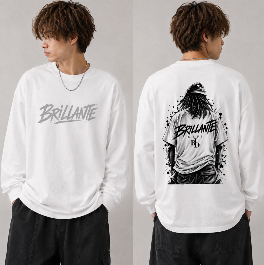 BRILLANTE DEFI STREET GRAPHIC ロングスリーブTシャツ　BLACK/ホワイト