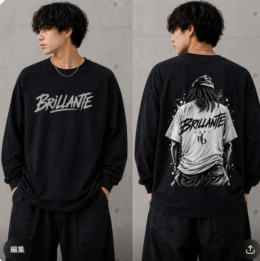 BRILLANTE DEFI STREET GRAPHIC ロングスリーブTシャツ　BLACK/ホワイト