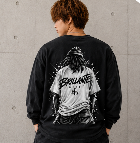 BRILLANTE DEFI STREET GRAPHIC ロングスリーブTシャツ　BLACK/ホワイト