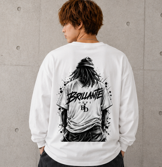 BRILLANTE DEFI STREET GRAPHIC ロングスリーブTシャツ　BLACK/ホワイト