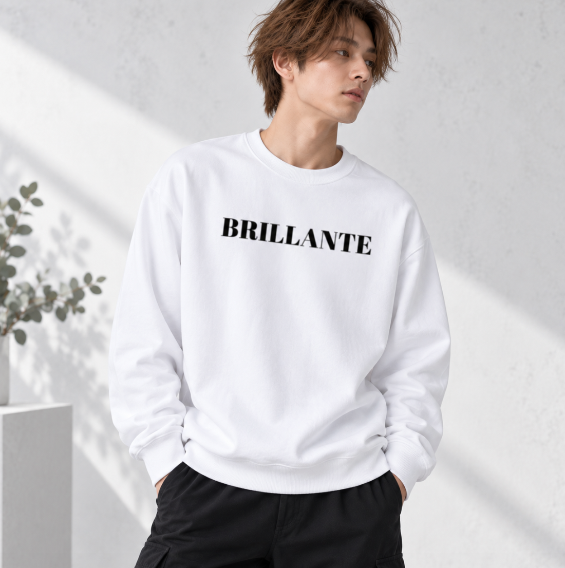 BRILLANTE ロゴ クルーネックスウェット｜ブラック・ホワイト・グレー・ネイビ（ユニセックス）