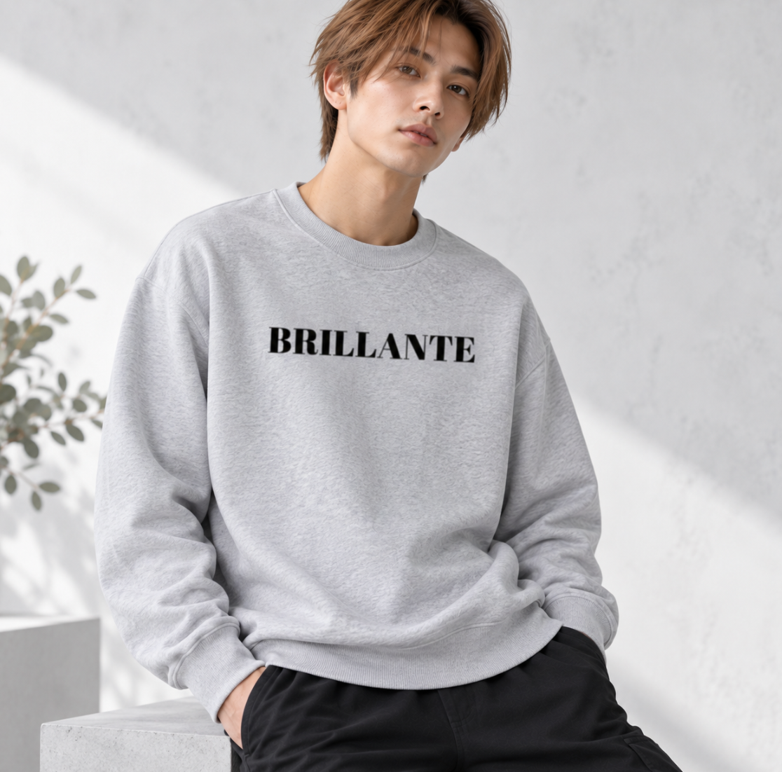 BRILLANTE ロゴ クルーネックスウェット｜ブラック・ホワイト・グレー・ネイビ（ユニセックス）