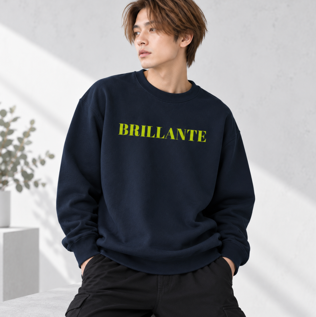 BRILLANTE ロゴ クルーネックスウェット｜ブラック・ホワイト・グレー・ネイビ（ユニセックス）