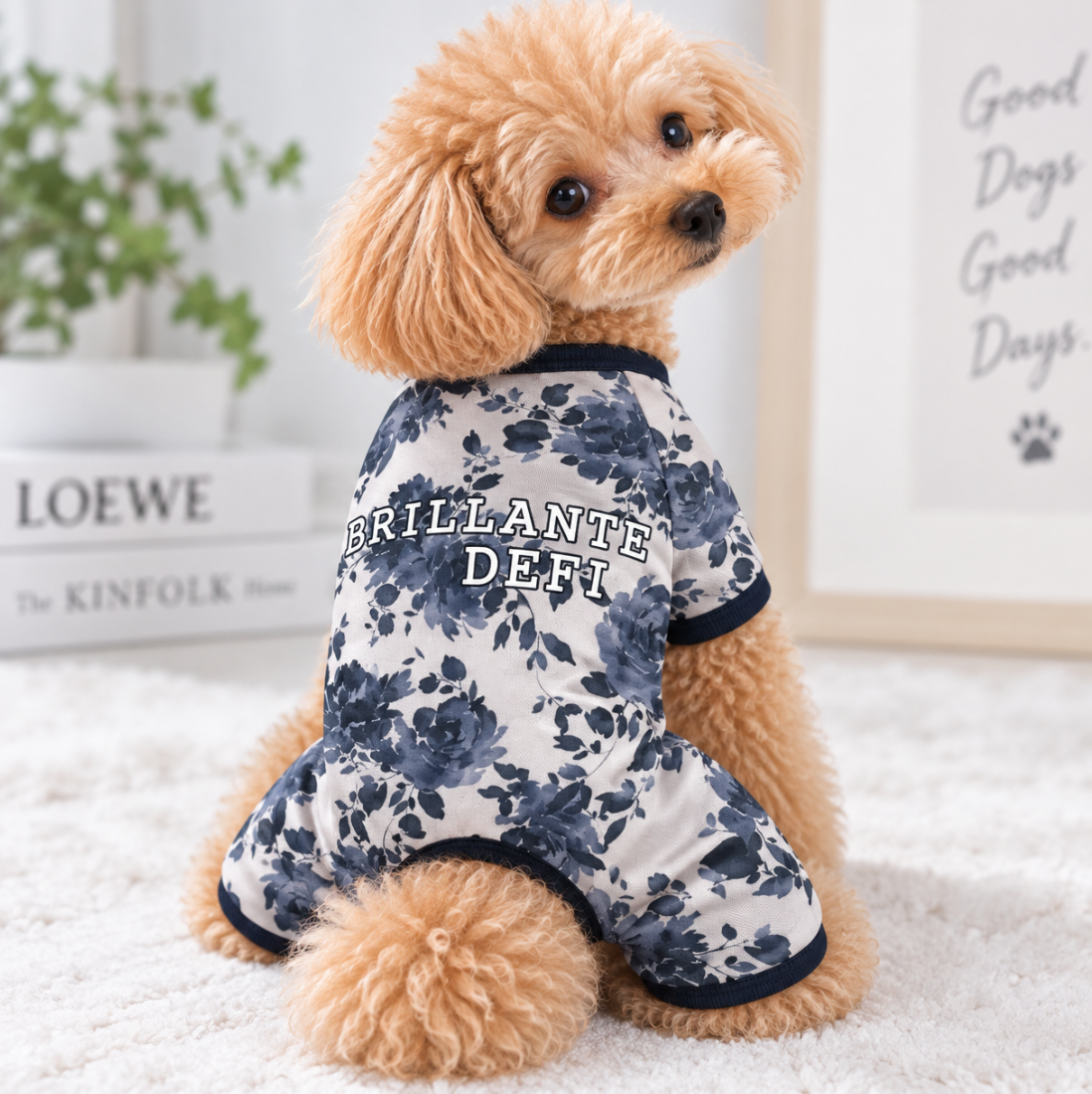 Navy Flower Dog Wear