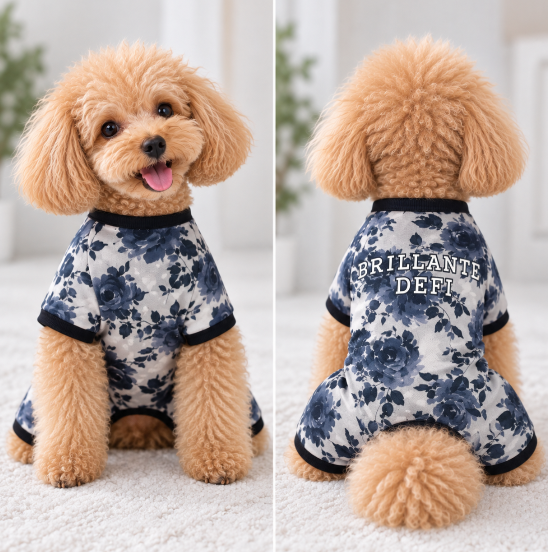 Navy Flower Dog Wear