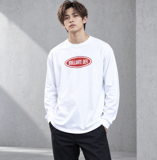 Oval Logo Long Sleeve Tee　ホワイト・BLACK（クリックポスト送料無料）