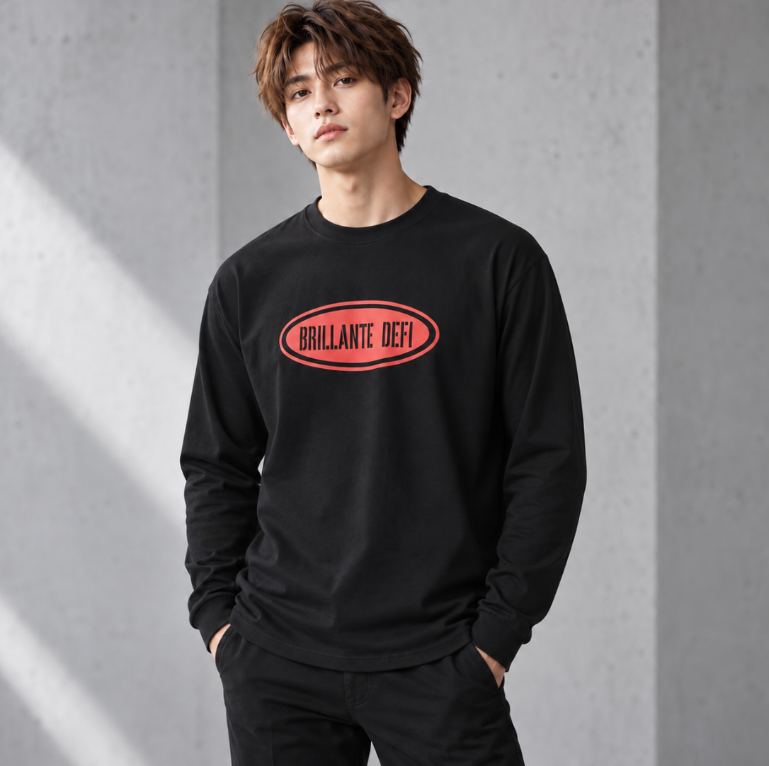 Oval Logo Long Sleeve Tee　ホワイト・BLACK（クリックポスト送料無料）
