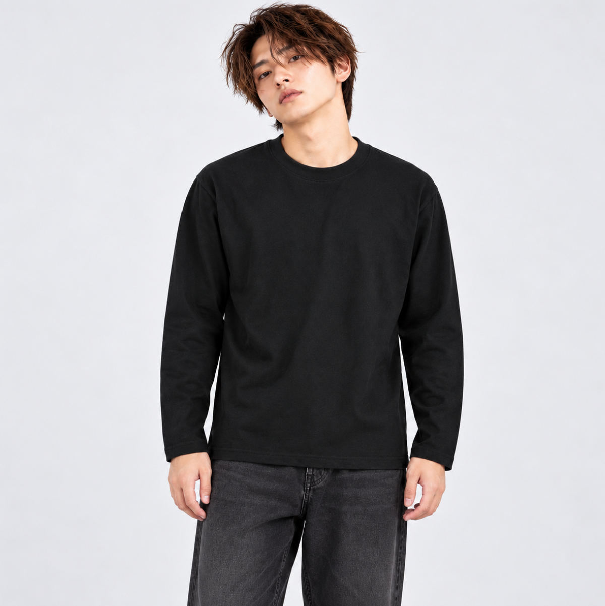 無地着回し抜群長袖Tシャツ