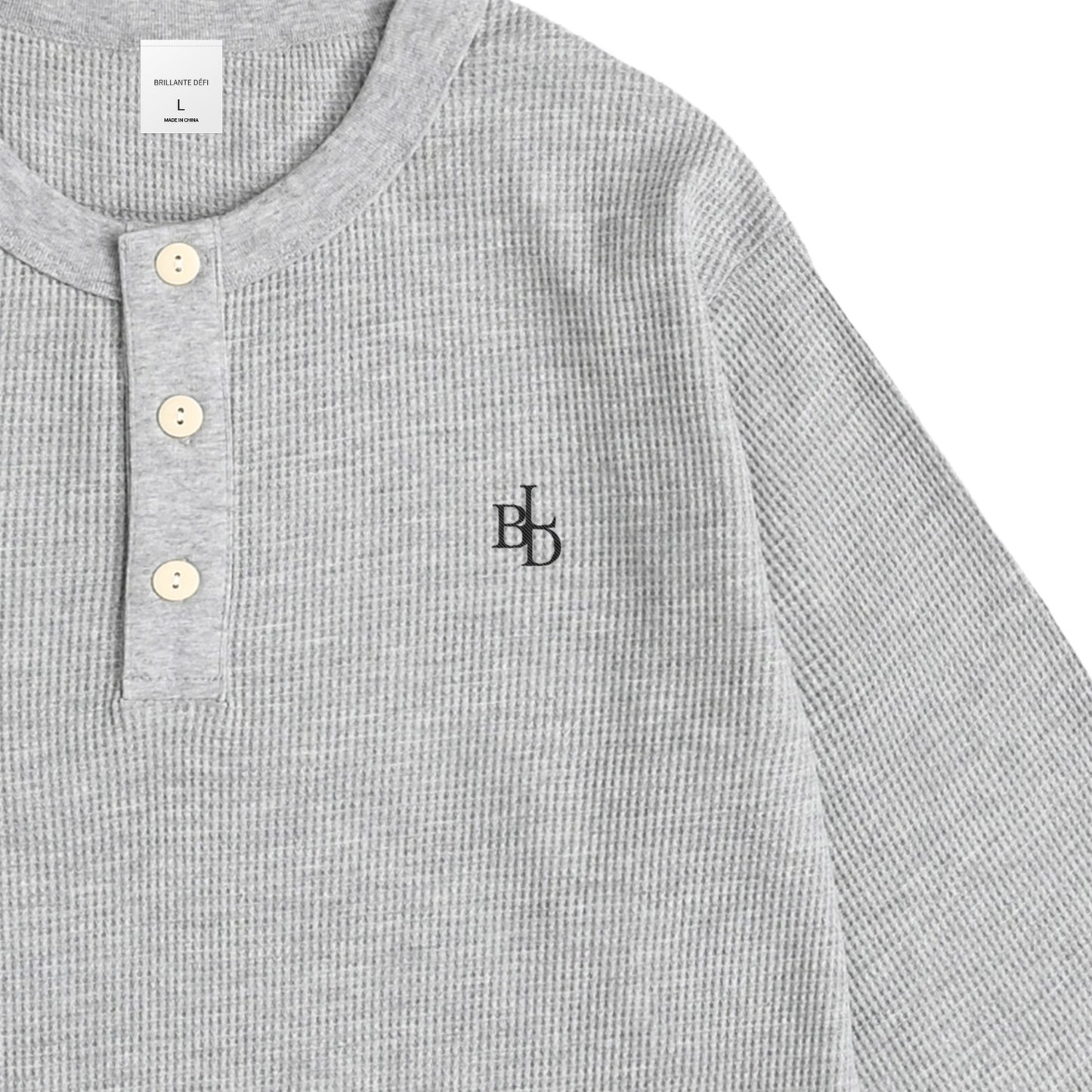ワッフルヘンリーネックL/S T gray image