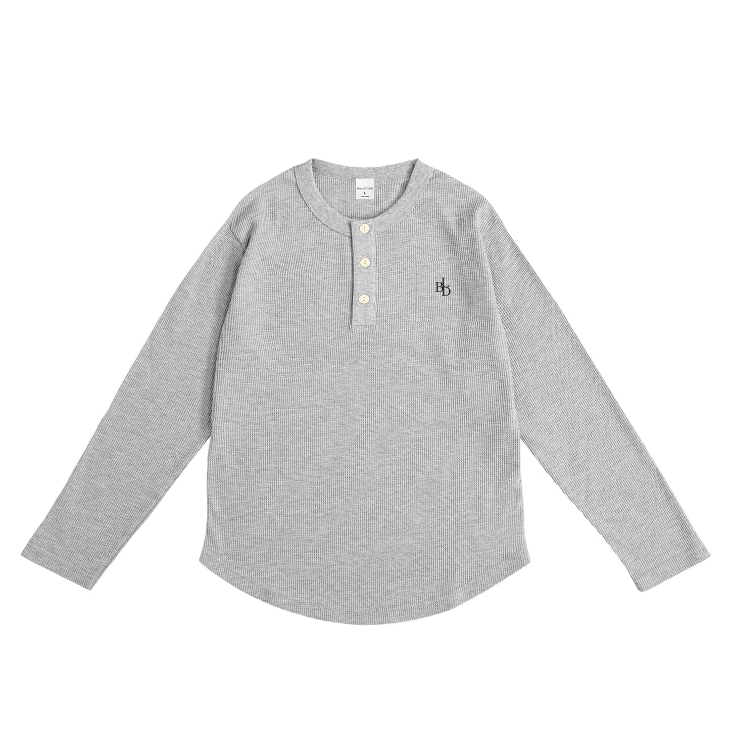 ワッフルヘンリーネックL/S T gray image