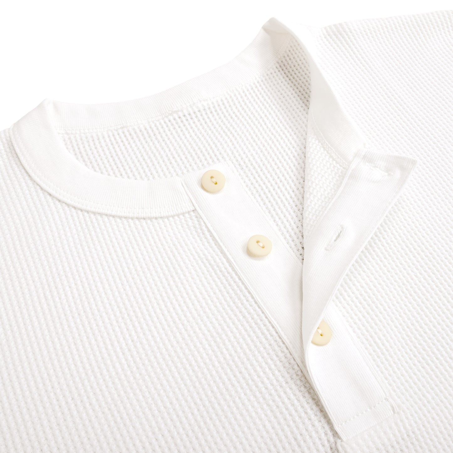ワッフルヘンリーネックL/S T white image