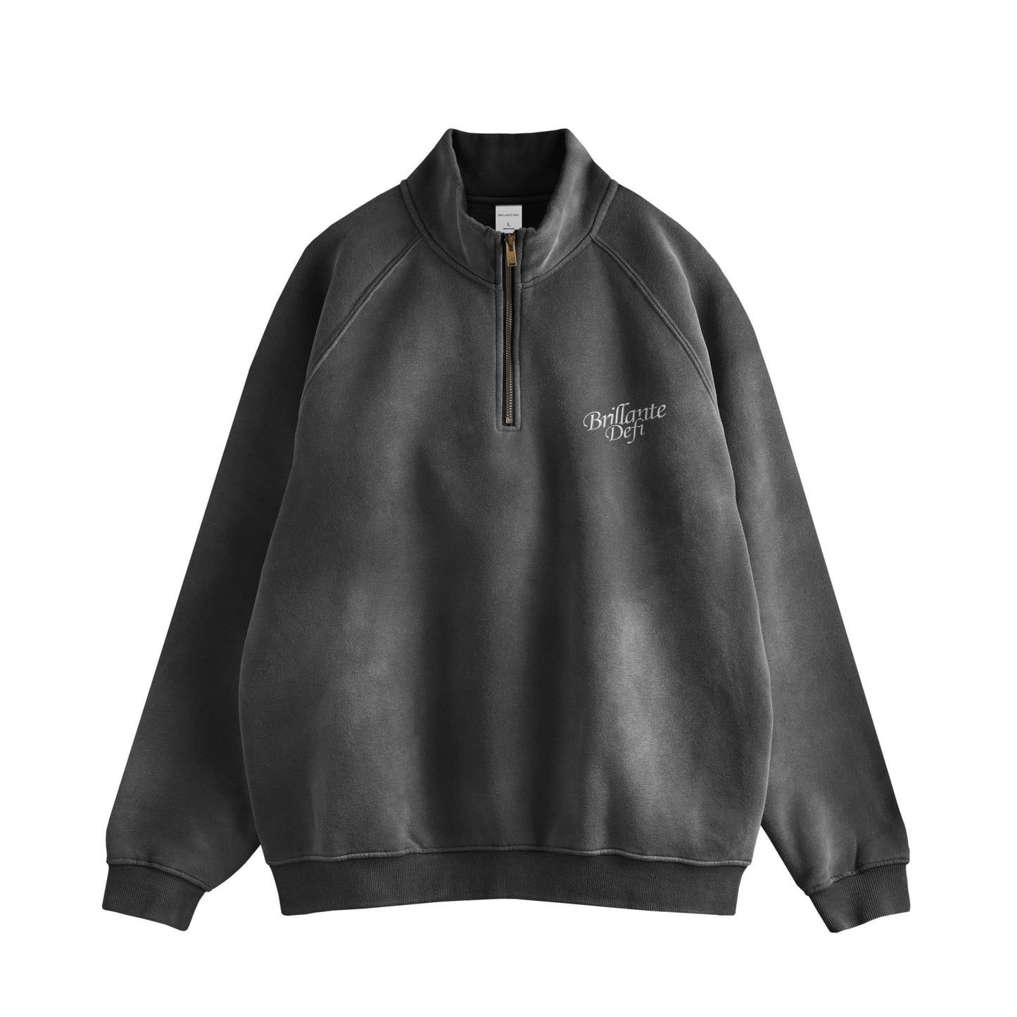 ウォッシュ加工ハーフジップスウェットプルオーバー裏起毛（セットアップ可能） black image