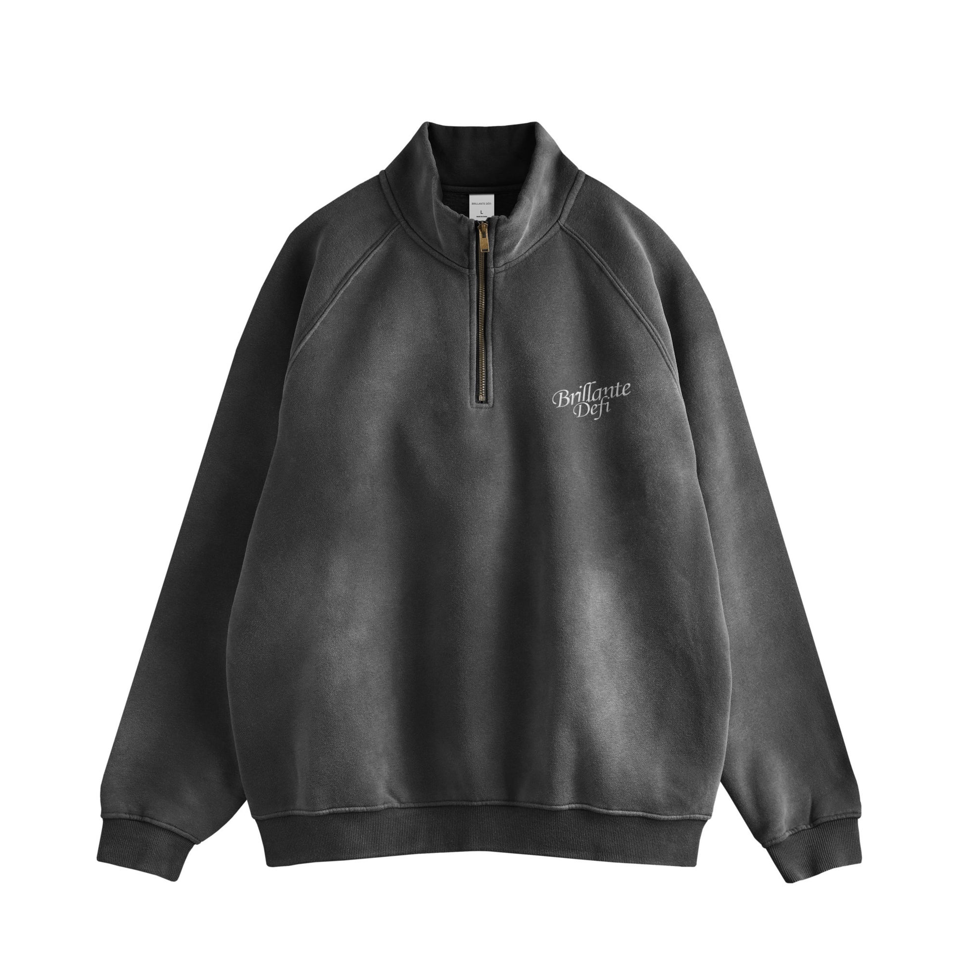 ウォッシュ加工ハーフジップスウェットプルオーバー裏起毛（セットアップ可能） black image