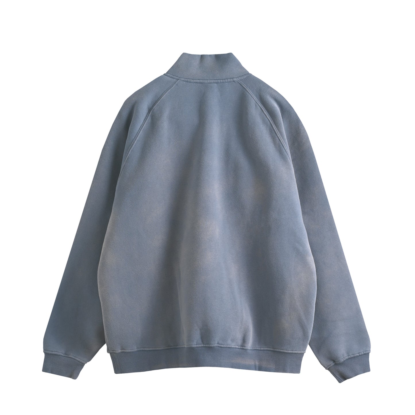 ウォッシュ加工ハーフジップスウェットプルオーバー裏起毛（セットアップ可能） blue image