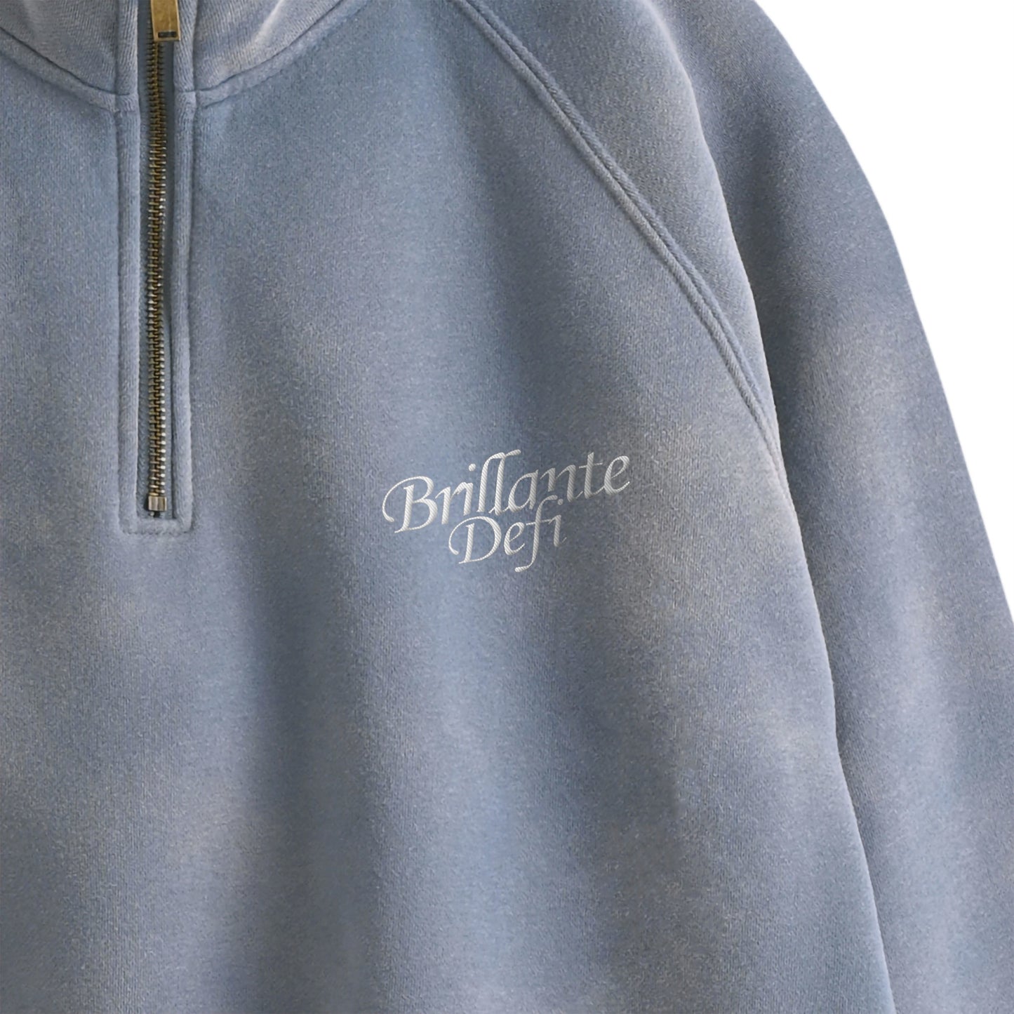 ウォッシュ加工ハーフジップスウェットプルオーバー裏起毛（セットアップ可能） blue image