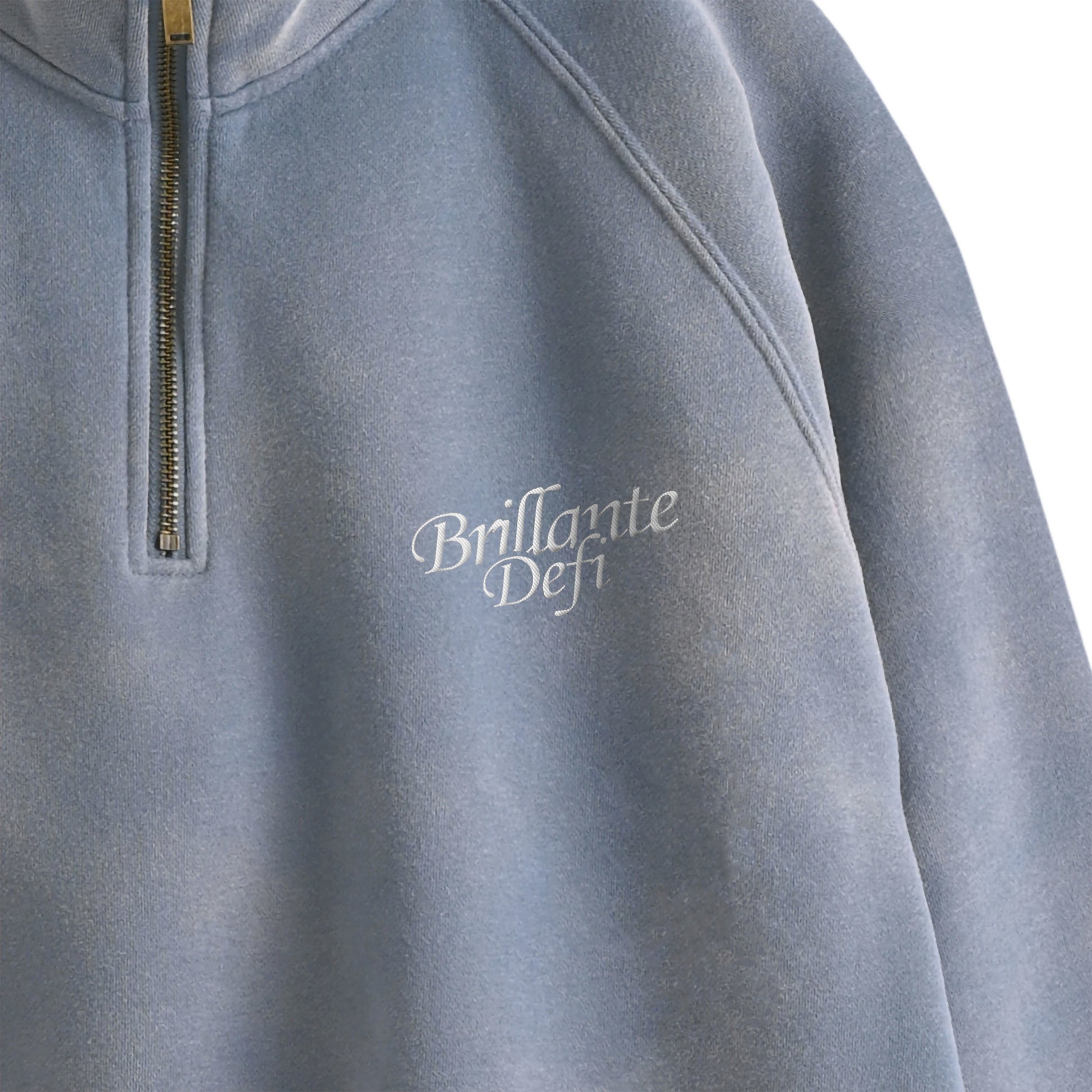 ウォッシュ加工ハーフジップスウェットプルオーバー裏起毛（セットアップ可能） blue image