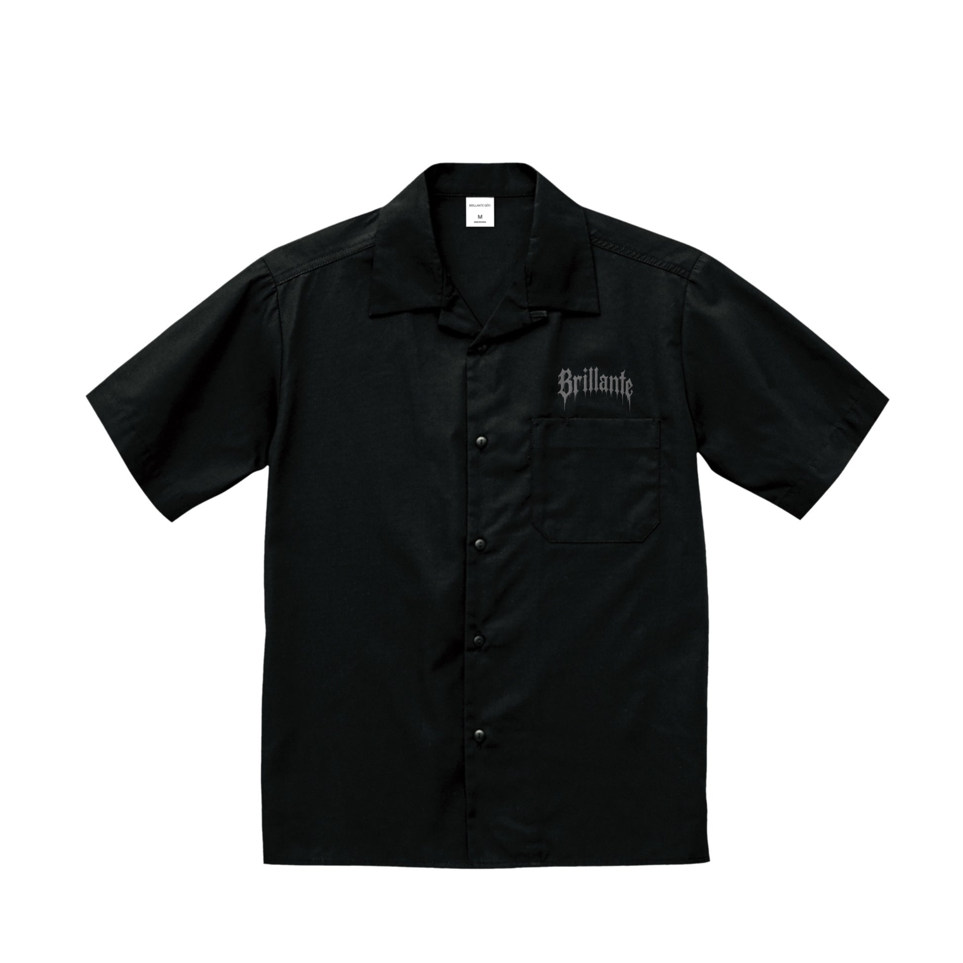 オープンカラー ショートスリーブ シャツ black image