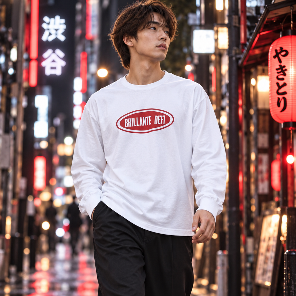 Oval Logo Long Sleeve Tee　ホワイト・BLACK（クリックポスト送料無料）