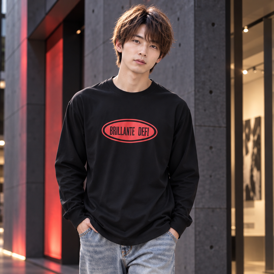 Oval Logo Long Sleeve Tee　ホワイト・BLACK（クリックポスト送料無料）