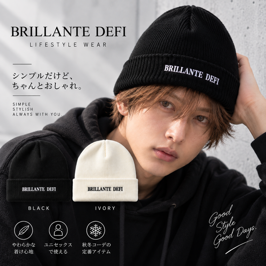 Logo Knit Cap-Black