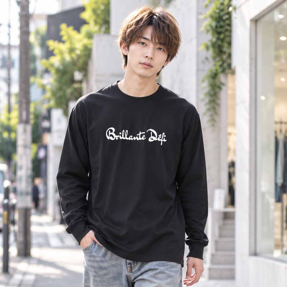 Long Sleeve Tee-Black （クリックポスト送料無料）