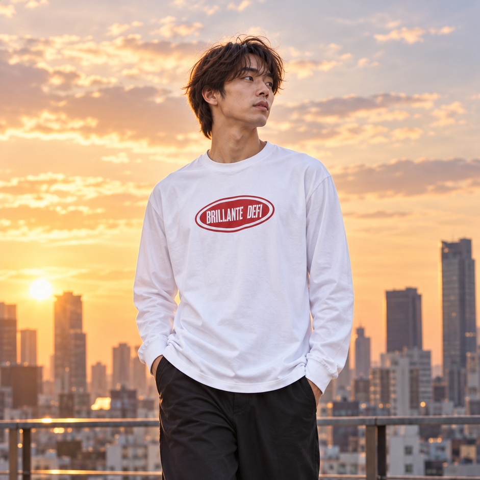 Oval Logo Long Sleeve Tee　ホワイト・BLACK（クリックポスト送料無料）