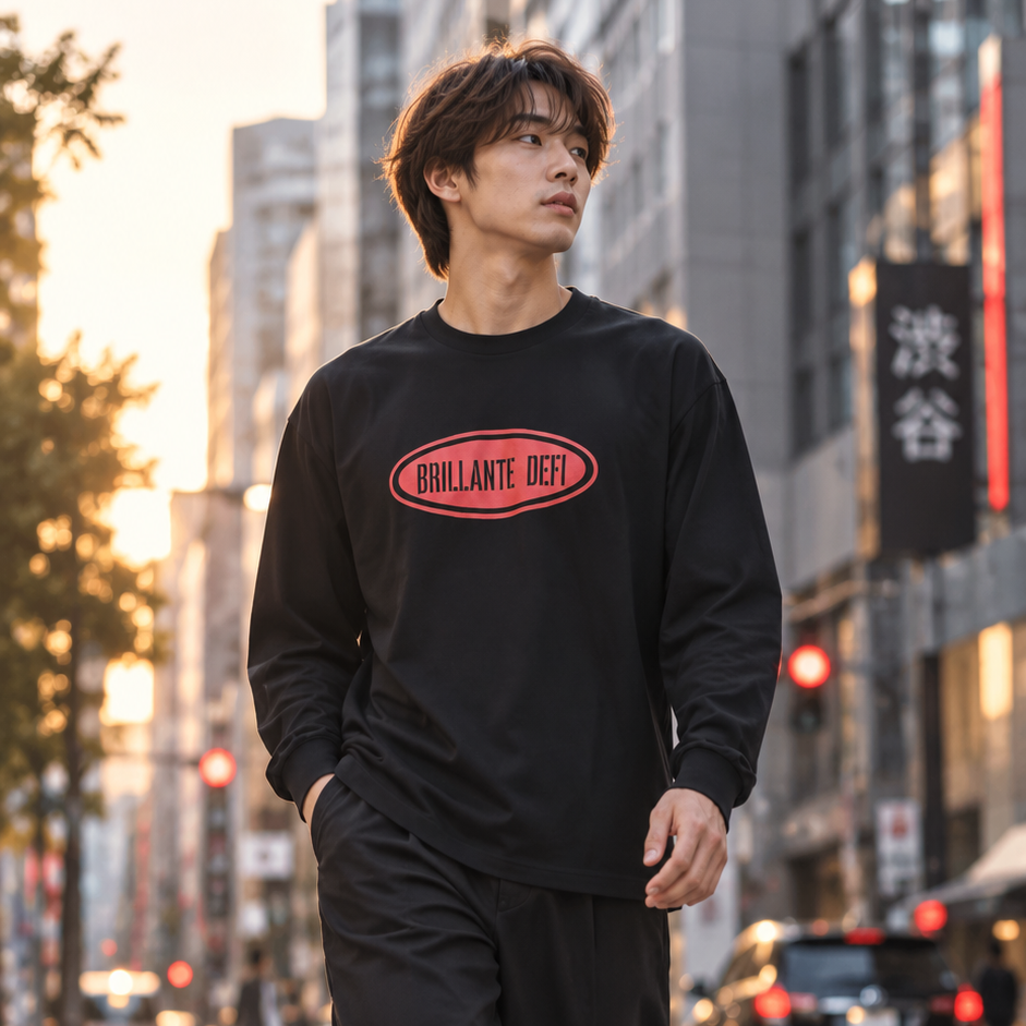 Oval Logo Long Sleeve Tee　ホワイト・BLACK（クリックポスト送料無料）