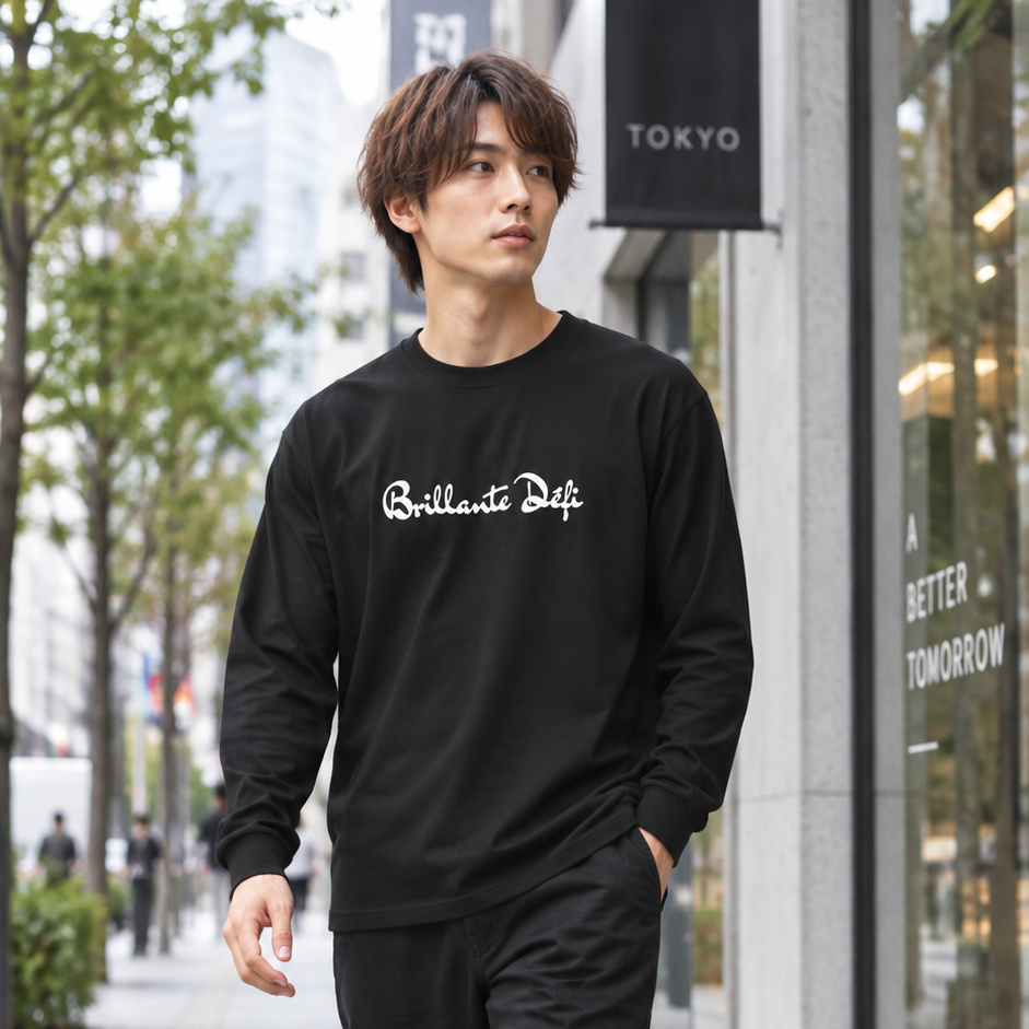 Long Sleeve Tee-Black （クリックポスト送料無料）