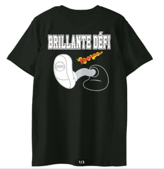 [[3000円ぽっきり価格SALE]] BRILLANTE DÉFI KICKバックプリト半袖Tシャツ ブラック