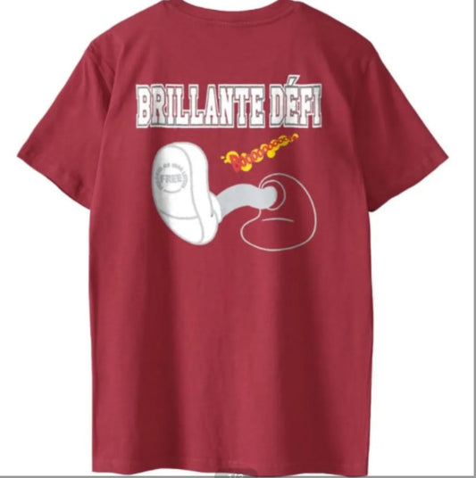 [[3000円ぽっきり価格SALE]] BRILLANTE DÉFI KICKバックプリト半袖Tシャツ RED