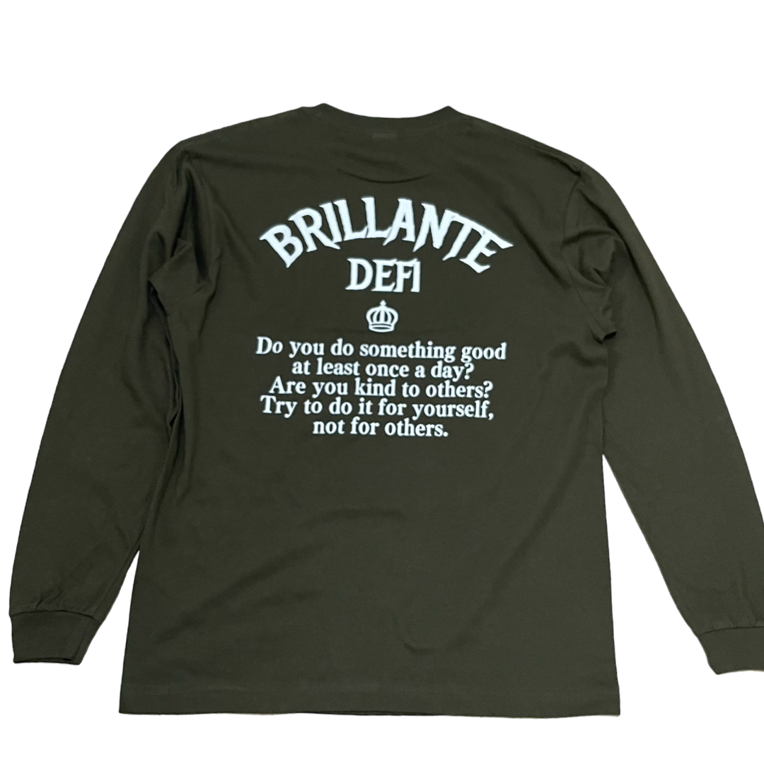 BRILLANTE DEFI 王冠バックプリント長袖Tシャツ　