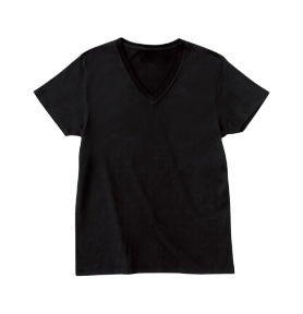 [[1000円ぽっきり]] LADYS　首元スッキリ！シンプルなVネックTシャツ （　ブラック）