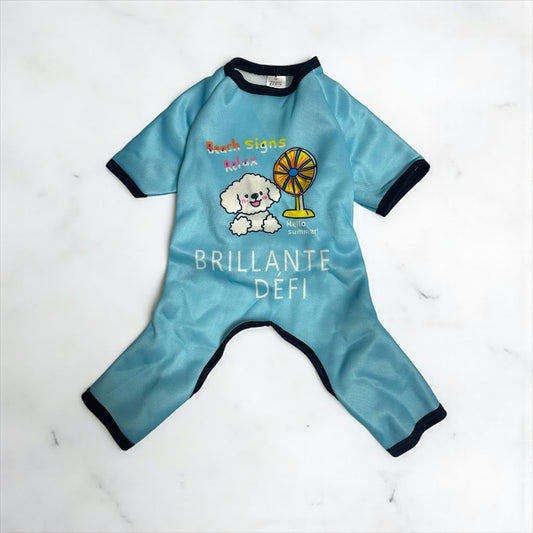 BRILLANTE DEFI  　ポップな愛犬ペット服犬服　犬の寝間着小型、中型　（ブルー/ブラック）